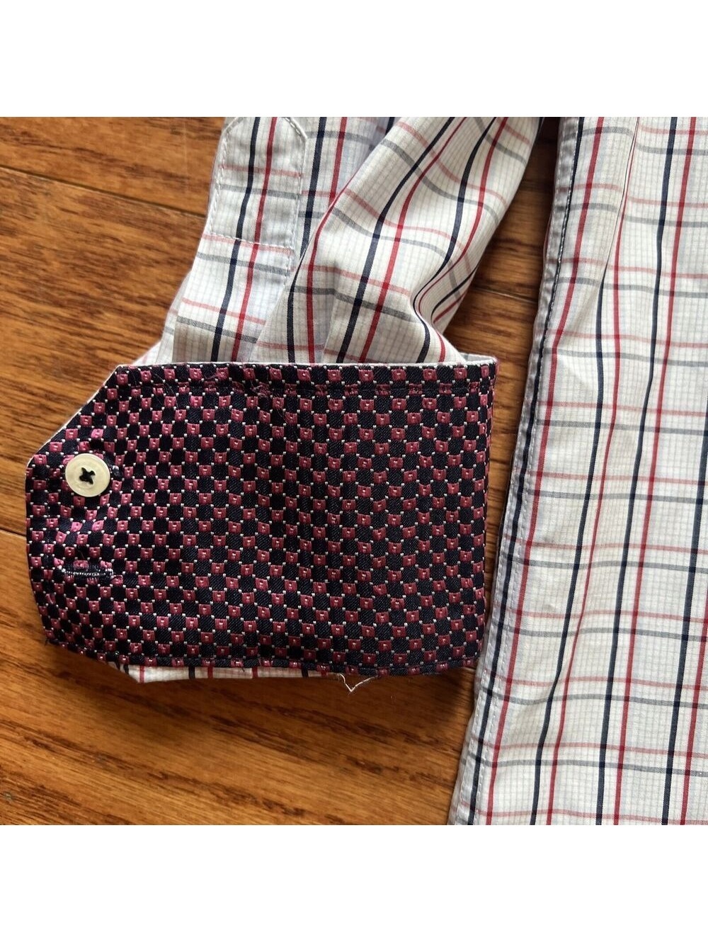 English Laundry Men's 16 32/33 Flip Cuff Shirt Button plaid - Picture 7 of 9
